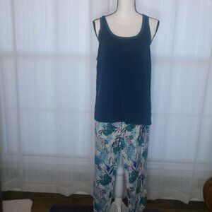 SOMA Tropical (2) Piece Set Teal Tank & Tropical Pants XL, L
